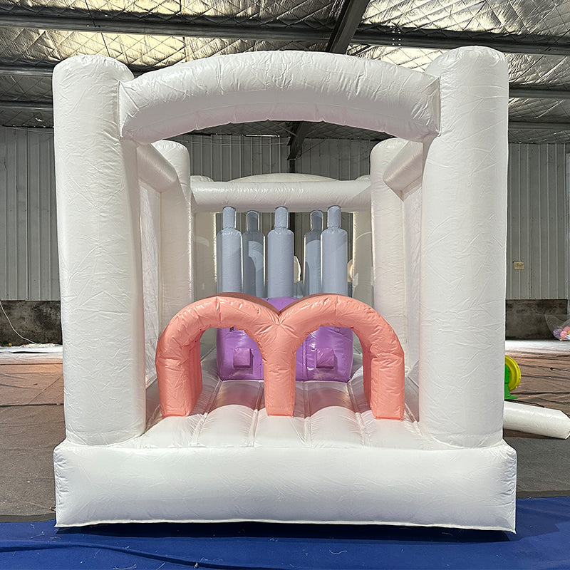 White Inflatable Obstacle Course Slide for Children and Adults on Sale