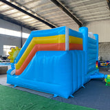 Commercial grade fun rainbow cloud themed inflatable castle inflatable trampoline slide combination supports wholesale, retail and customization