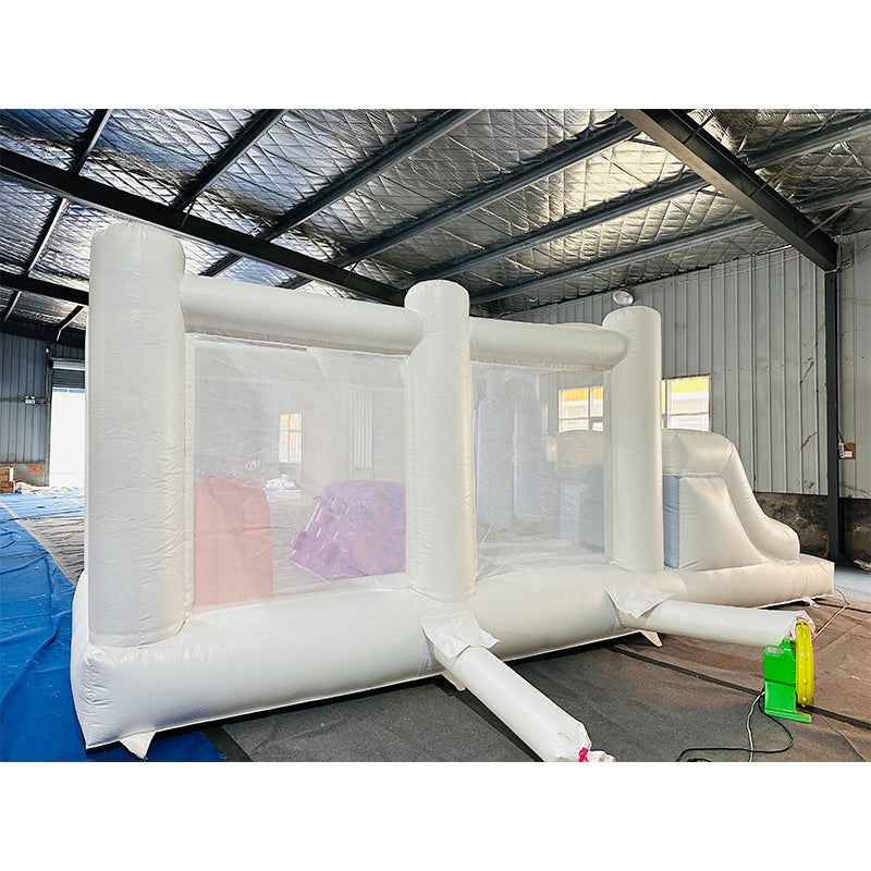 White Inflatable Obstacle Course Slide for Children and Adults on Sale