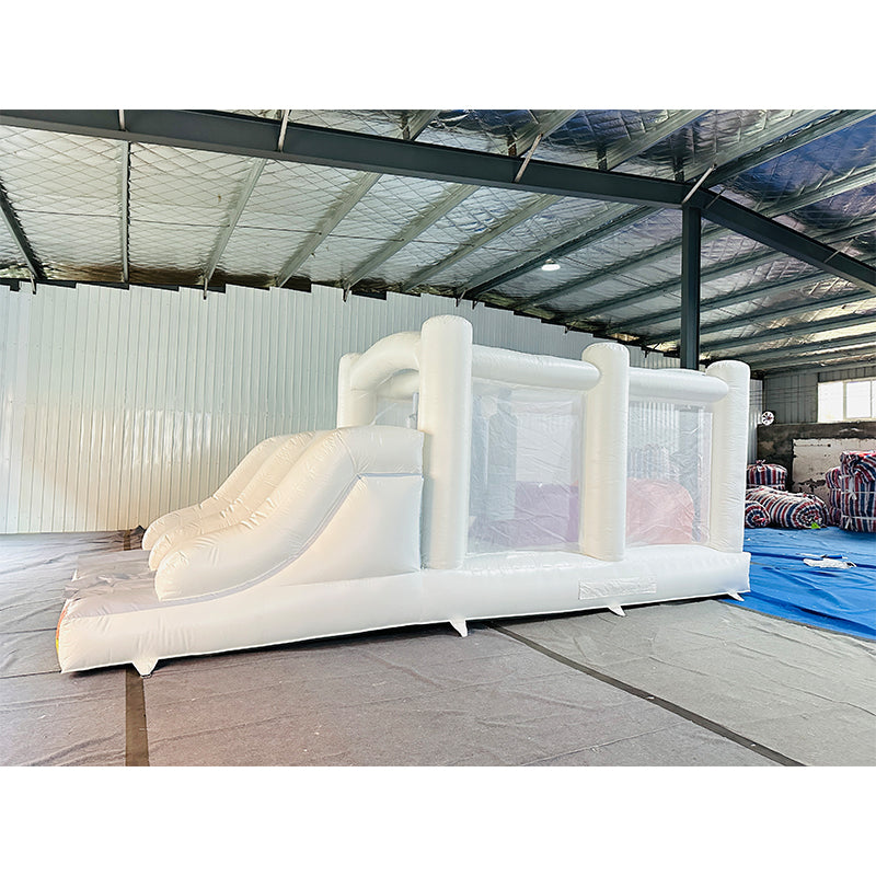 White Inflatable Obstacle Course Slide for Children and Adults on Sale