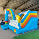 Commercial grade fun rainbow cloud themed inflatable castle inflatable trampoline slide combination supports wholesale, retail and customization
