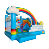 Commercial grade fun rainbow cloud themed inflatable castle inflatable trampoline slide combination supports wholesale, retail and customization