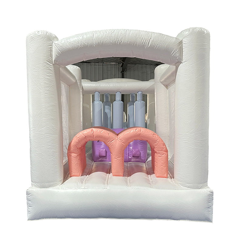 White Inflatable Obstacle Course Slide for Children and Adults on Sale