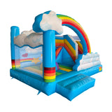 Commercial grade fun rainbow cloud themed inflatable castle inflatable trampoline slide combination supports wholesale, retail and customization