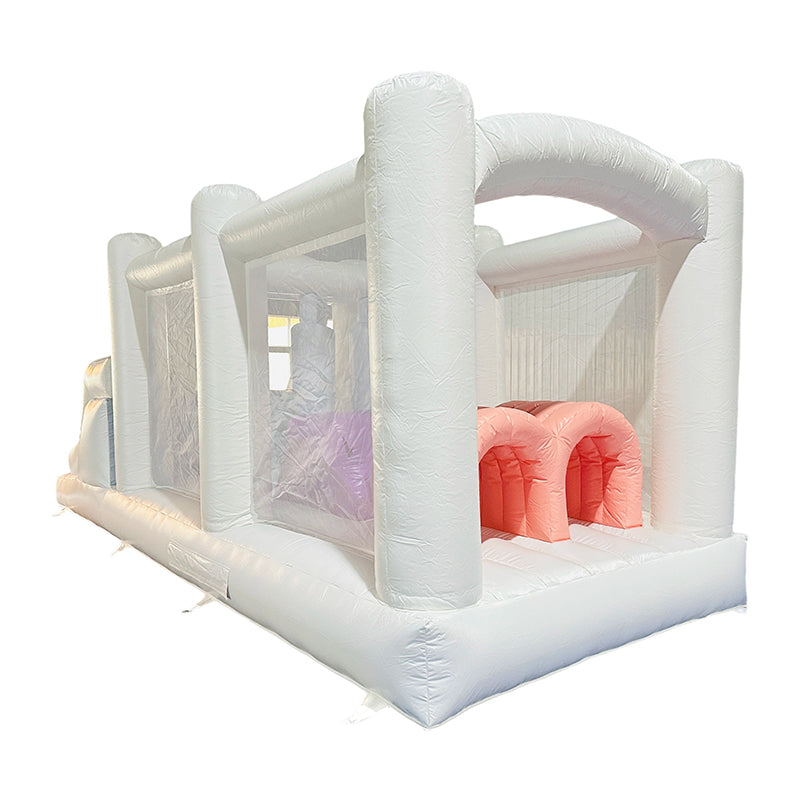 White Inflatable Obstacle Course Slide for Children and Adults on Sale