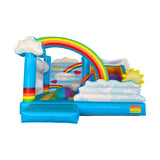 Commercial grade fun rainbow cloud themed inflatable castle inflatable trampoline slide combination supports wholesale, retail and customization